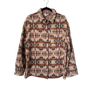 Mountain Isles Shirt Womens Large Aztec Tribal Long Sleeve Button Up Shacket
